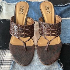 Carlos Santana Brown Heeled Sandals